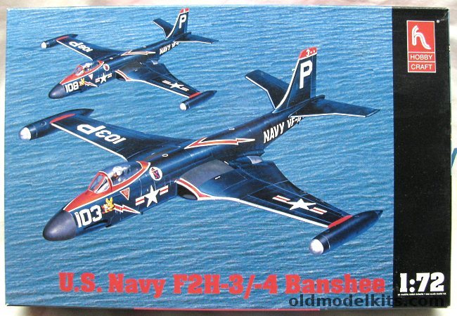 Hobby Craft 1/72 F2H-3 / F2H-4 Banshee - US Navy VF-11 1956 USS Coral Sea (Sea Blue Finish) / VF-11 '56 USS Coral Sea (Aluminum Finish) / VF-11 '56 (Gull Gray and White Finish) USS Coral Sea - (F2H3 F2H4), HC1356 plastic model kit